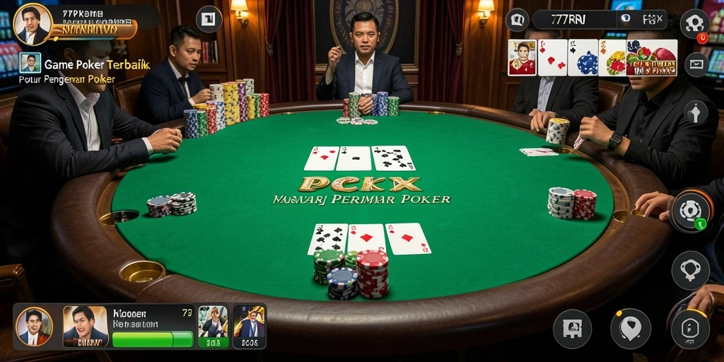 Screenshot gameplay 77RP yang menampilkan suasana bermain poker yang seru.