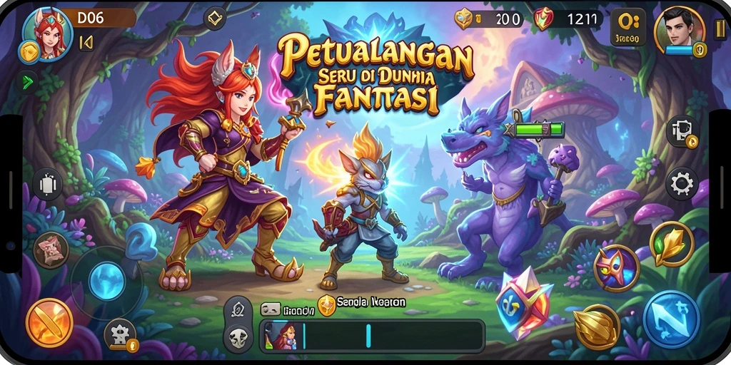 Screenshot gameplay D06 menampilkan aksi petualangan seru di alam fantasi.
