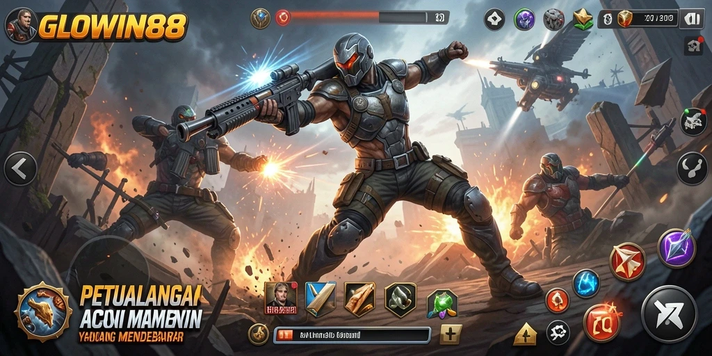 Tampilan mendebarkan dari gameplay GLOWIN88 yang penuh aksi.