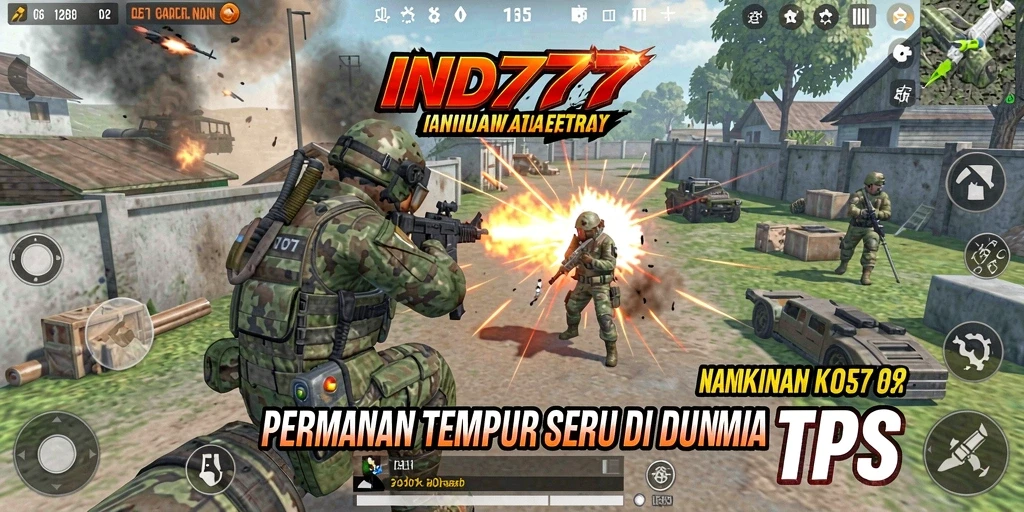 Tangkapan layar IND777 menampilkan aksi pertempuran intens di mode TPS.