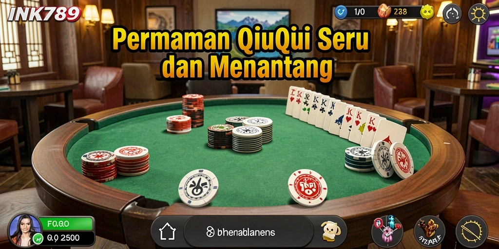 Tangkapan layar utama INK789 menampilkan gameplay QiuQiu yang menarik.