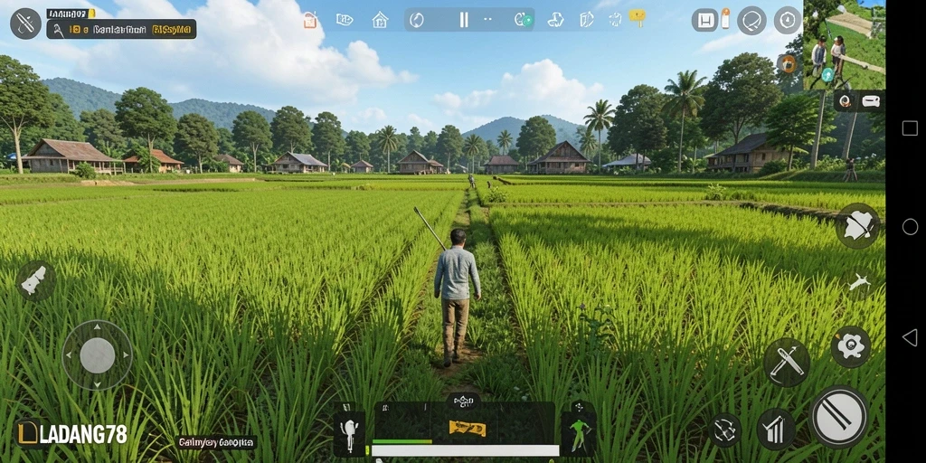 Tangkapan layar LADANG78 menunjukkan gameplay berkebun yang santai dan menyenangkan.