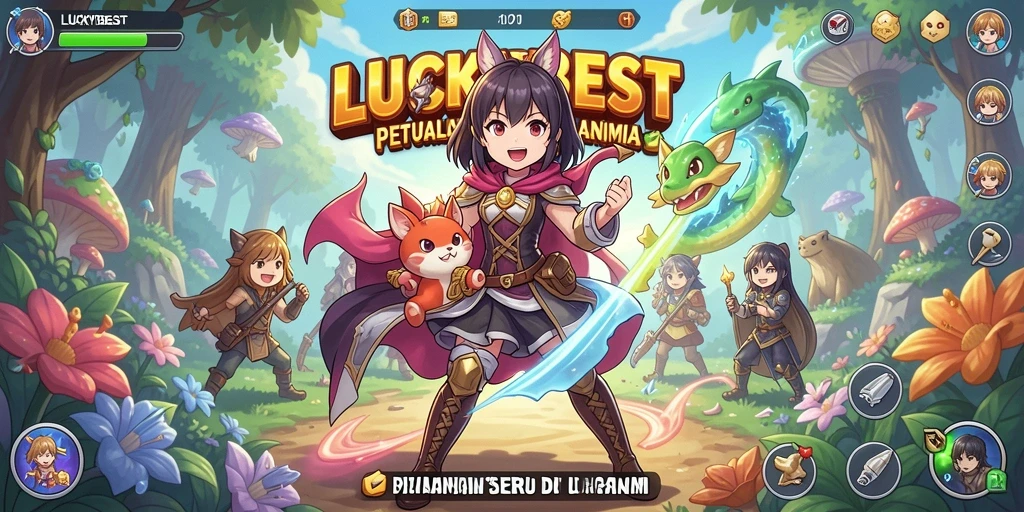 Tampilan gameplay LUCKYBEST yang menakjubkan dengan karakter anime.