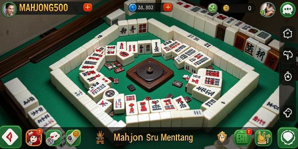 Tampilan gameplay menarik dari MAHJONG500 dengan karakter mahjong yang berwarna-warni.