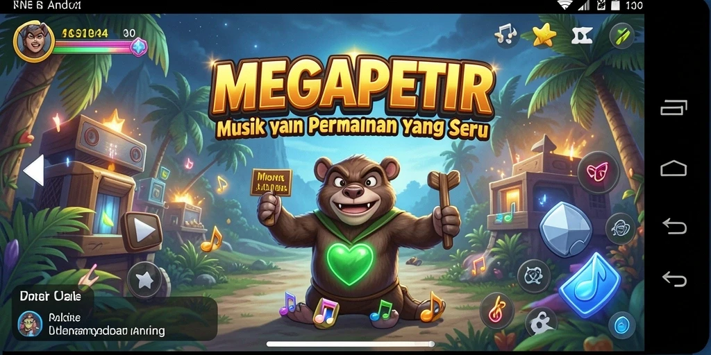 Tampilan menarik dari gameplay MEGAPETIR dengan aksi musik yang seru.