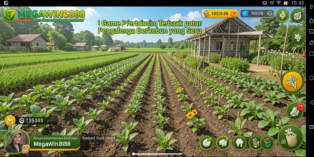 Screenshot MEGAWIN888 menunjukkan suasana kebun yang indah dengan tanaman yang subur.