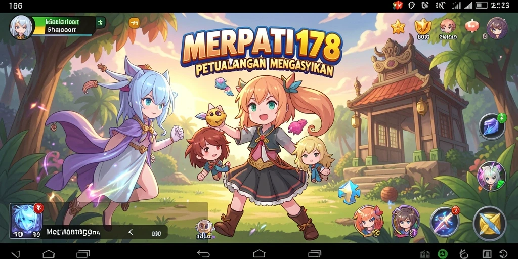 Tangkapan layar gameplay MERPATI178 menampilkan aksi penuh warna dan karakter dinamis.