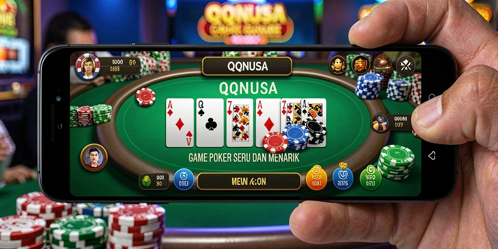 Tangkapan layar gameplay QQNUSA menampilkan keseruan bermain poker.