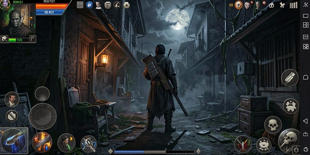 Tangkapan layar REMI101 menampilkan suasana gelap dan menyeramkan dari gameplay.