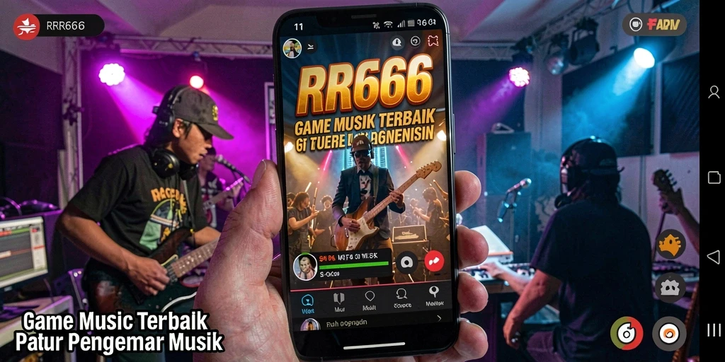 Tampilan gameplay RR666 yang menunjukkan pengguna menikmati musik dengan antusias.