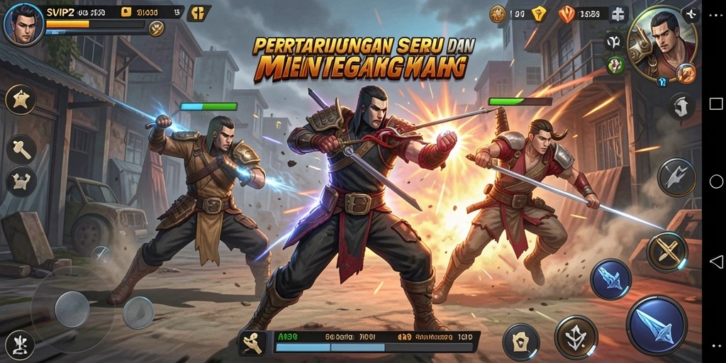 Tampilan gameplay SVIP2 yang mendebarkan dengan berbagai karakter bertarung.