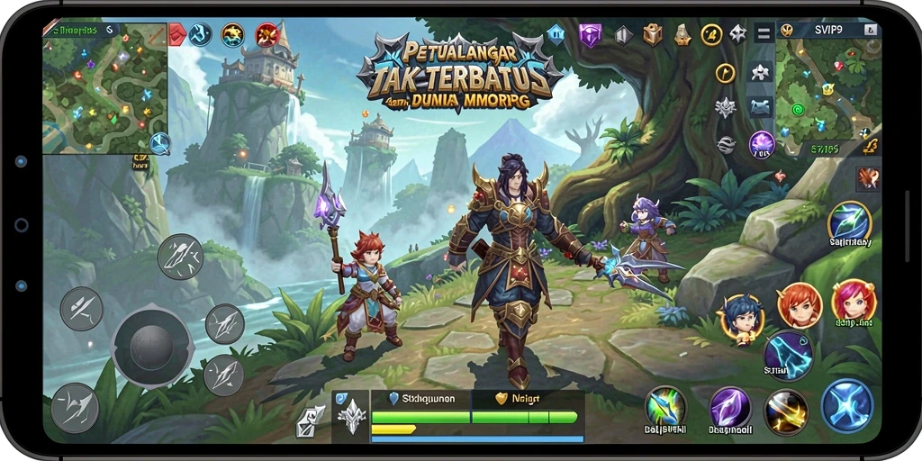 Screenshot gameplay SVIP9 yang menampilkan aksi petualangan MMORPG.