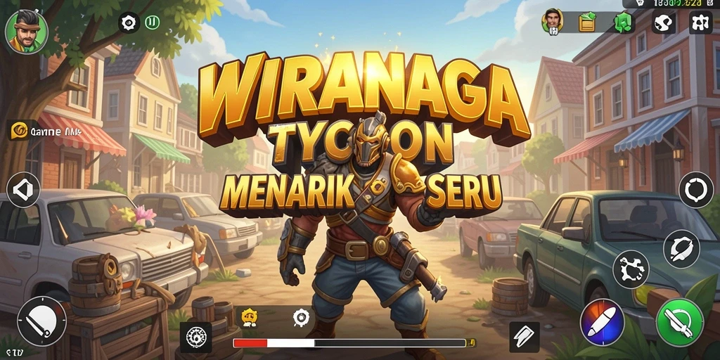 Screenshot dari gameplay WIRANAGA yang menampilkan aktivitas bisnis.